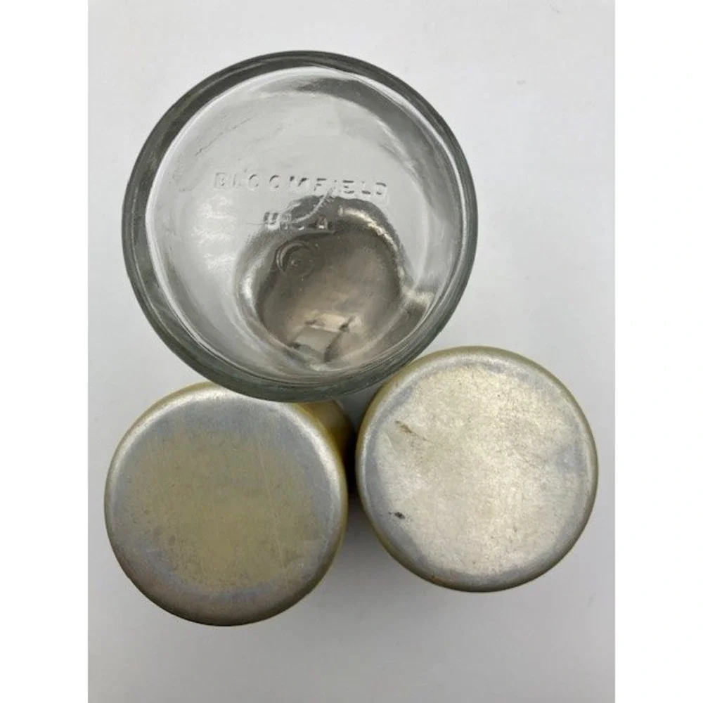 Vintage Aluminum Salt Pepper Shaker Set With Glass Sugar Dispenser Kitchen Decor